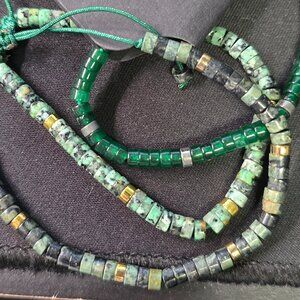 Beaded Natural Stone String Bracelets – Greens